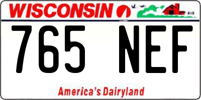 WI license plate 765NEF