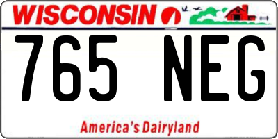 WI license plate 765NEG