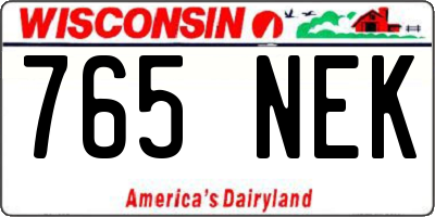 WI license plate 765NEK