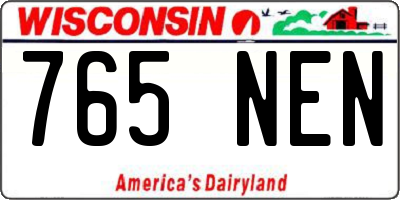 WI license plate 765NEN
