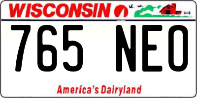 WI license plate 765NEO