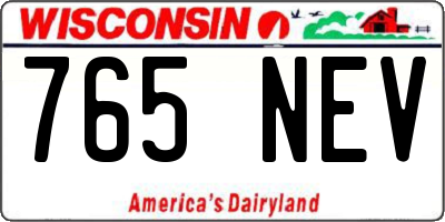 WI license plate 765NEV