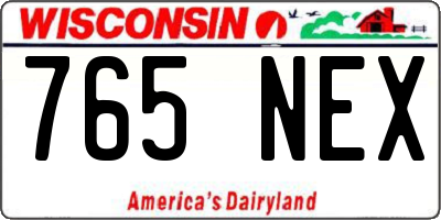 WI license plate 765NEX