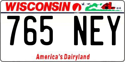 WI license plate 765NEY