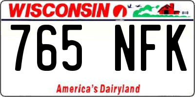 WI license plate 765NFK