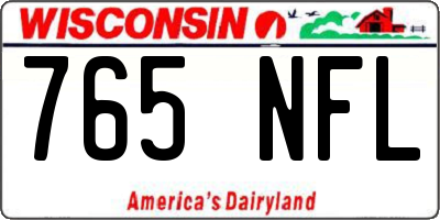 WI license plate 765NFL