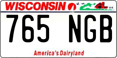 WI license plate 765NGB