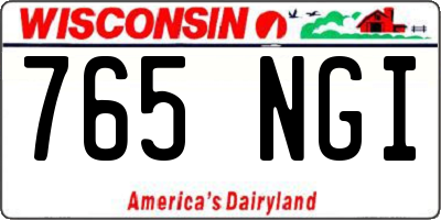 WI license plate 765NGI