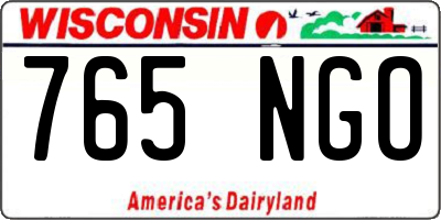 WI license plate 765NGO