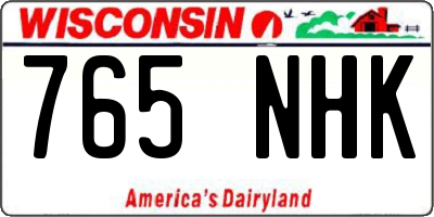 WI license plate 765NHK