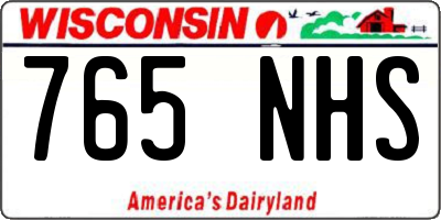 WI license plate 765NHS