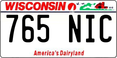 WI license plate 765NIC