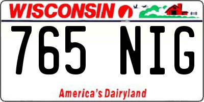 WI license plate 765NIG