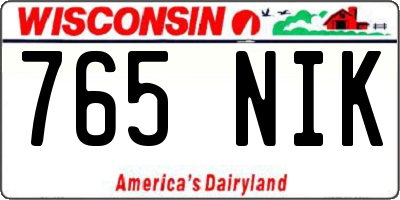 WI license plate 765NIK