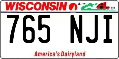 WI license plate 765NJI
