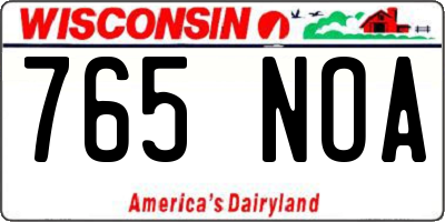 WI license plate 765NOA