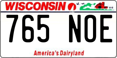 WI license plate 765NOE