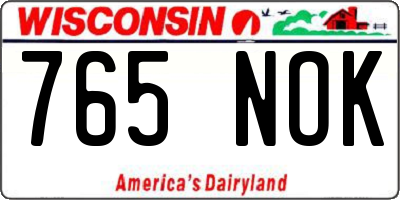 WI license plate 765NOK