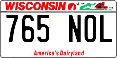 WI license plate 765NOL