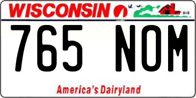 WI license plate 765NOM