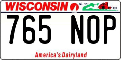 WI license plate 765NOP