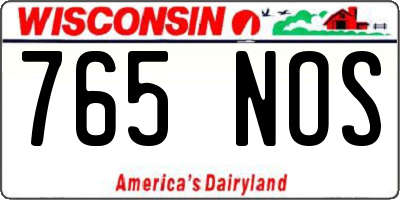 WI license plate 765NOS