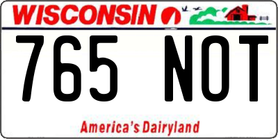 WI license plate 765NOT