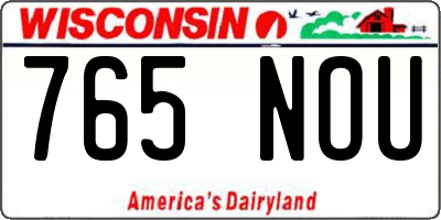 WI license plate 765NOU