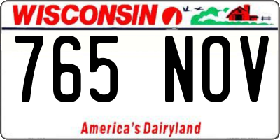 WI license plate 765NOV
