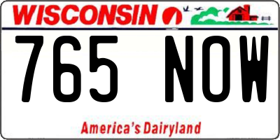 WI license plate 765NOW