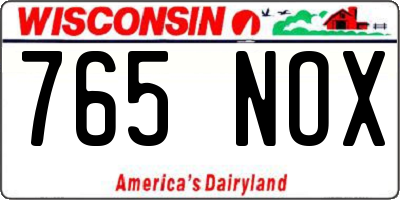 WI license plate 765NOX