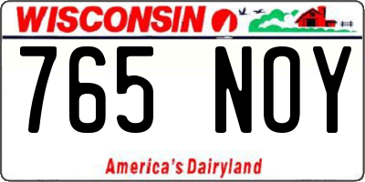 WI license plate 765NOY
