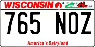WI license plate 765NOZ
