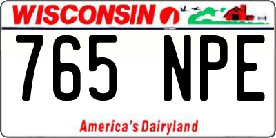 WI license plate 765NPE