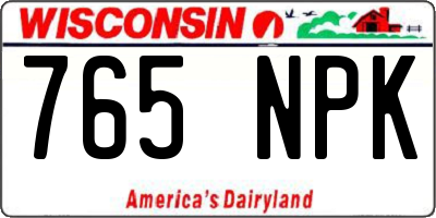 WI license plate 765NPK
