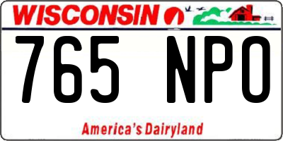 WI license plate 765NPO