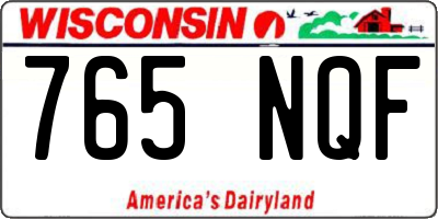 WI license plate 765NQF