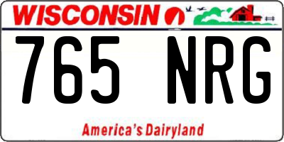 WI license plate 765NRG