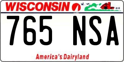 WI license plate 765NSA