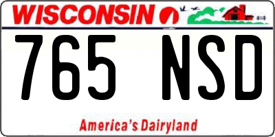 WI license plate 765NSD