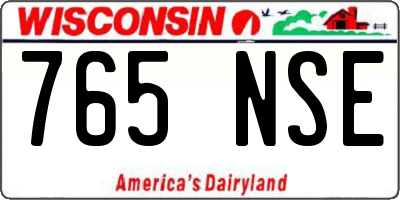 WI license plate 765NSE