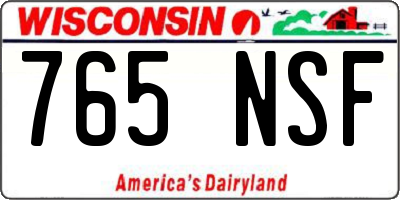WI license plate 765NSF