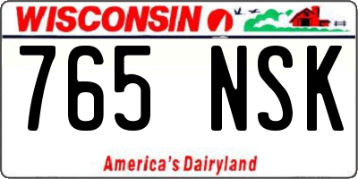WI license plate 765NSK