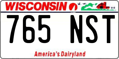 WI license plate 765NST
