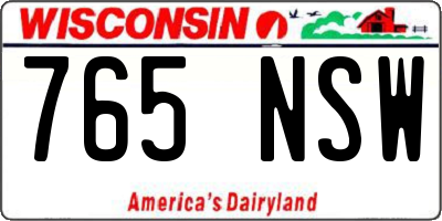 WI license plate 765NSW