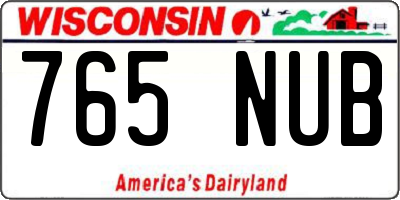 WI license plate 765NUB