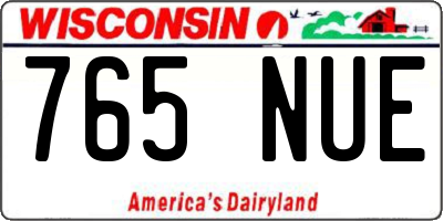 WI license plate 765NUE