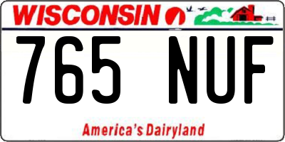 WI license plate 765NUF