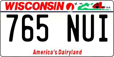 WI license plate 765NUI