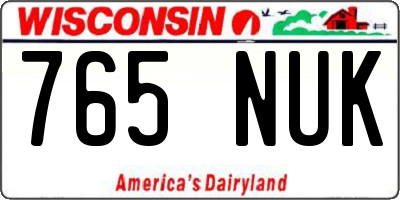 WI license plate 765NUK